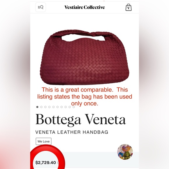 SOLD Bottega Veneta Intrecciato Red/Maroon Hobo Lambskin Shoulder Bag - Picture 17 of 17